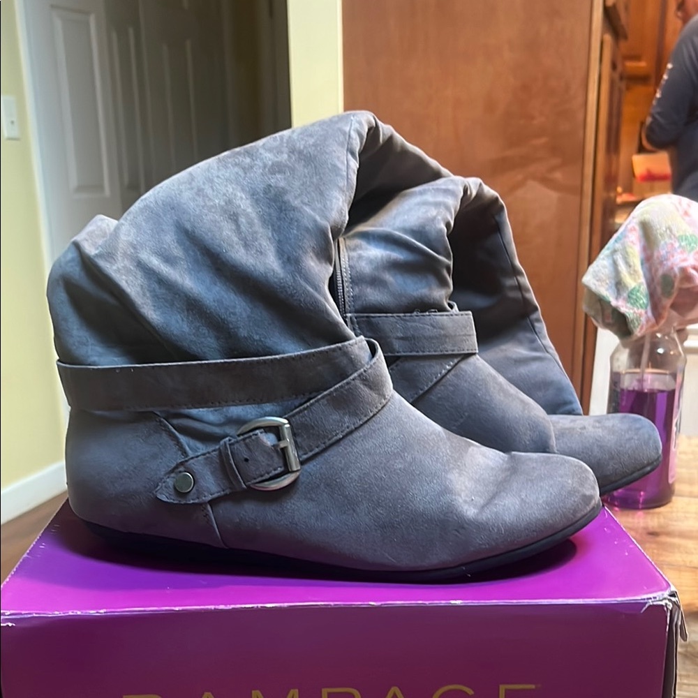 Rampage Gray Ankle Boots with Slouchy Style women’s size 10